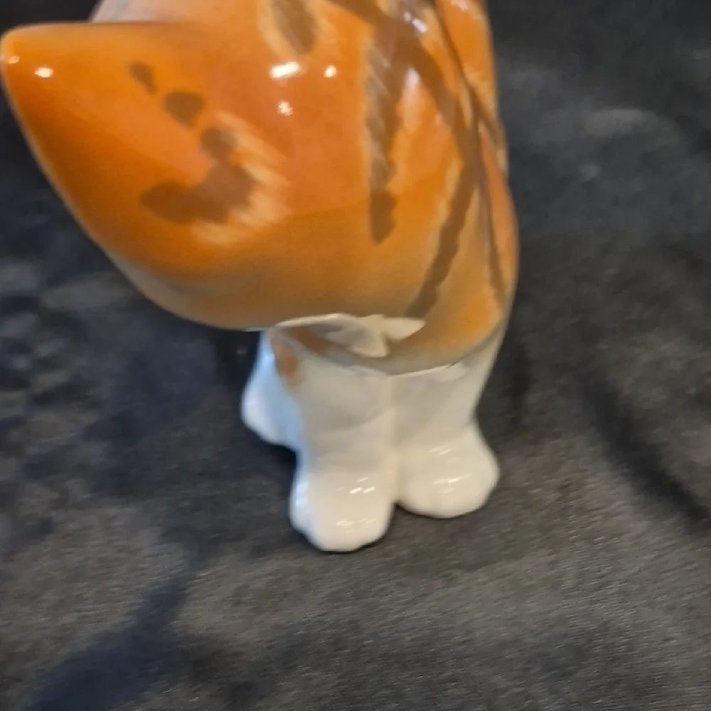 Lomonosov Large Rare Porcelain Tabby Cat Figurine